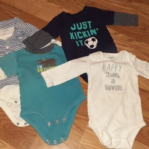 🥳  4 Adorable Baby Boy Long Sleeve Onsies